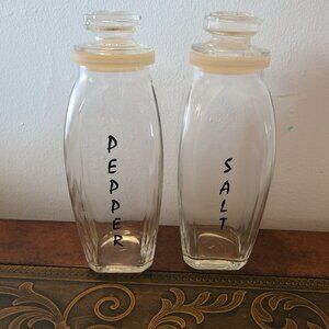 Vintage Rare Pair Of Clear Glass Salt & Pepper Shakers 7" Tall Apothecary